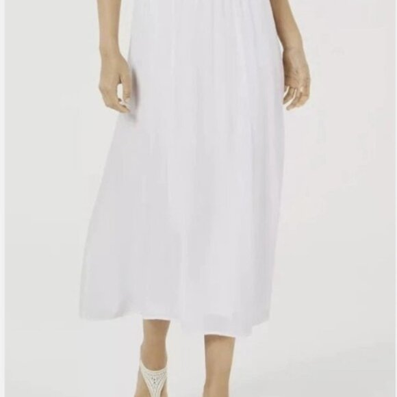 JM Collection Bright White Woven Skirt NEW Large Crinkle Gauzy Elastic Waist - Picture 1 of 10